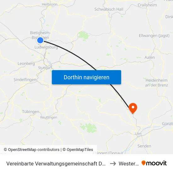 Vereinbarte Verwaltungsgemeinschaft Der Stadt Bietigheim-Bissingen to Westerstetten map