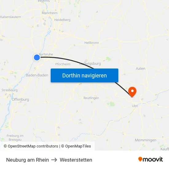Neuburg am Rhein to Westerstetten map