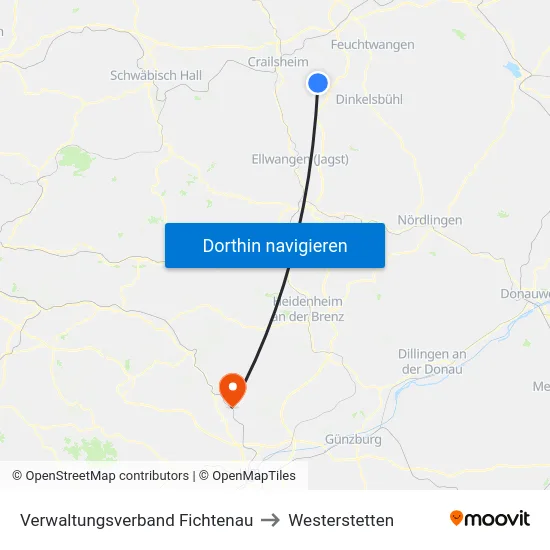 Verwaltungsverband Fichtenau to Westerstetten map