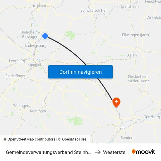 Gemeindeverwaltungsverband Steinheim-Murr to Westerstetten map