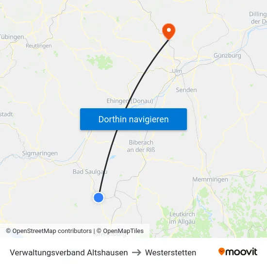 Verwaltungsverband Altshausen to Westerstetten map