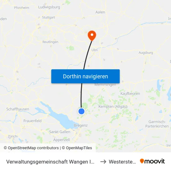 Verwaltungsgemeinschaft Wangen Im Allgäu to Westerstetten map