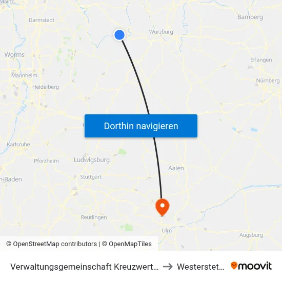 Verwaltungsgemeinschaft Kreuzwertheim to Westerstetten map