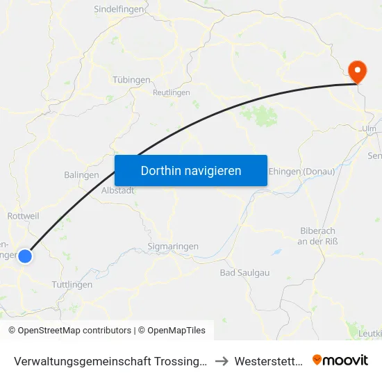 Verwaltungsgemeinschaft Trossingen to Westerstetten map