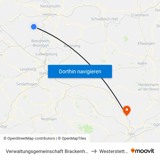 Verwaltungsgemeinschaft Brackenheim to Westerstetten map