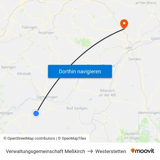 Verwaltungsgemeinschaft Meßkirch to Westerstetten map