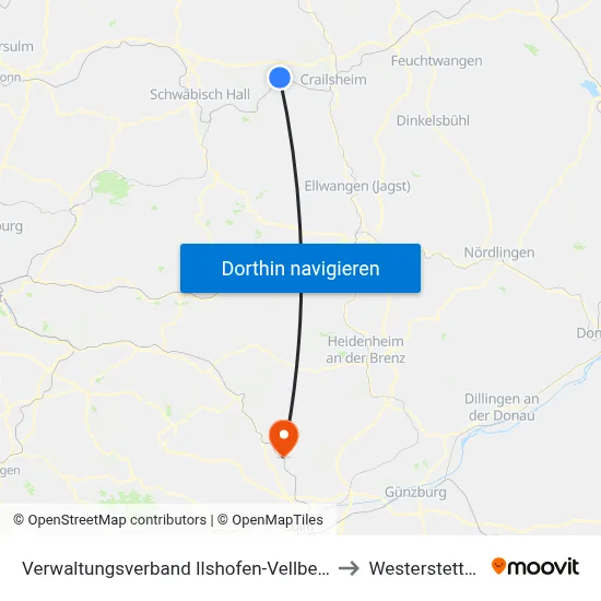 Verwaltungsverband Ilshofen-Vellberg to Westerstetten map