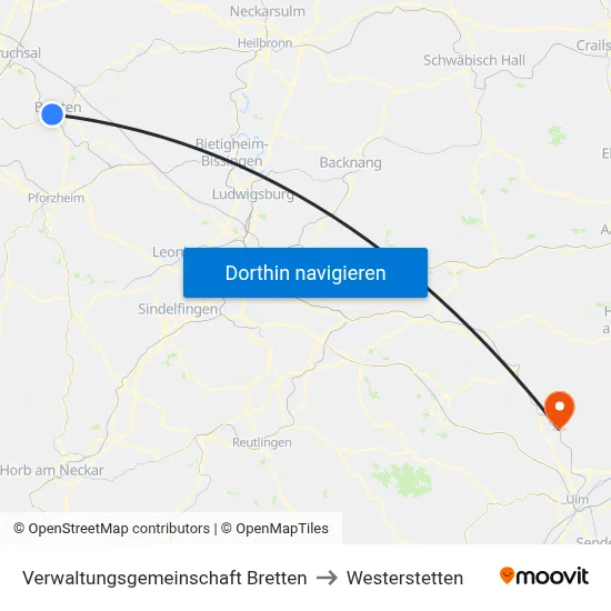 Verwaltungsgemeinschaft Bretten to Westerstetten map