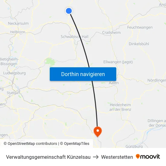 Verwaltungsgemeinschaft Künzelsau to Westerstetten map