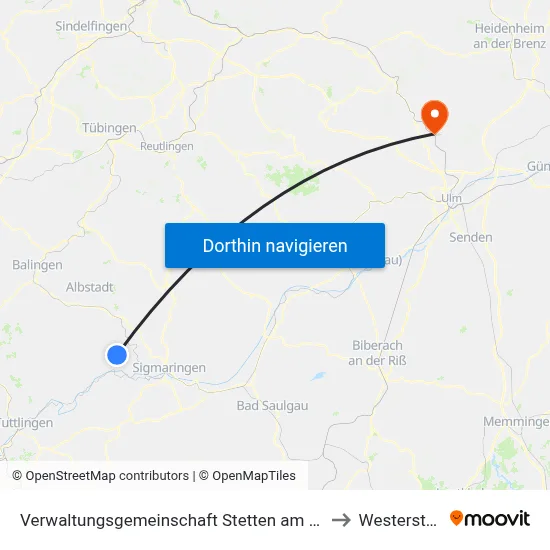 Verwaltungsgemeinschaft Stetten am Kalten Markt to Westerstetten map