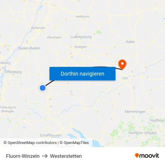 Fluorn-Winzeln to Westerstetten map