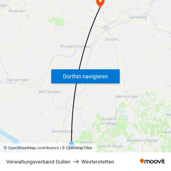 Verwaltungsverband Gullen to Westerstetten map