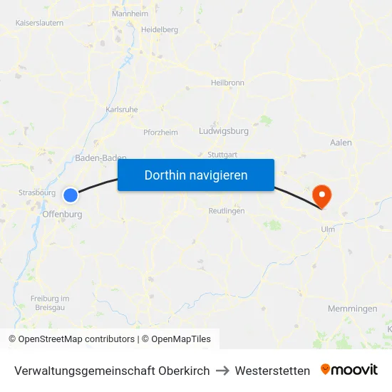 Verwaltungsgemeinschaft Oberkirch to Westerstetten map