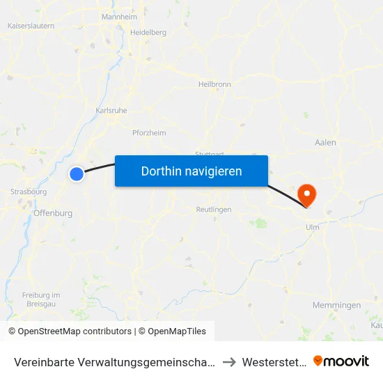 Vereinbarte Verwaltungsgemeinschaft Bühl to Westerstetten map