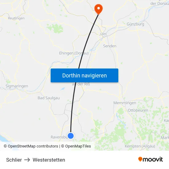 Schlier to Westerstetten map