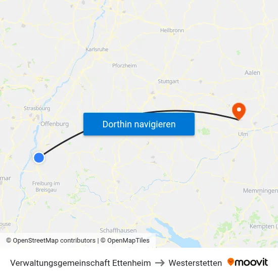 Verwaltungsgemeinschaft Ettenheim to Westerstetten map
