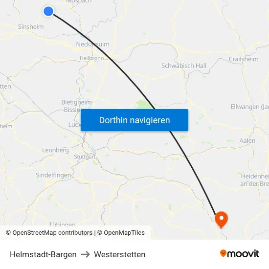Helmstadt-Bargen to Westerstetten map