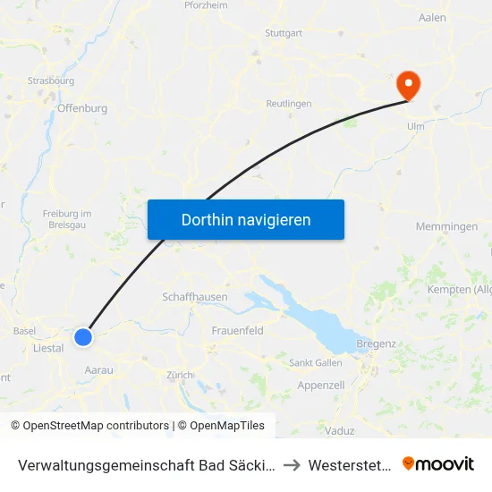 Verwaltungsgemeinschaft Bad Säckingen to Westerstetten map