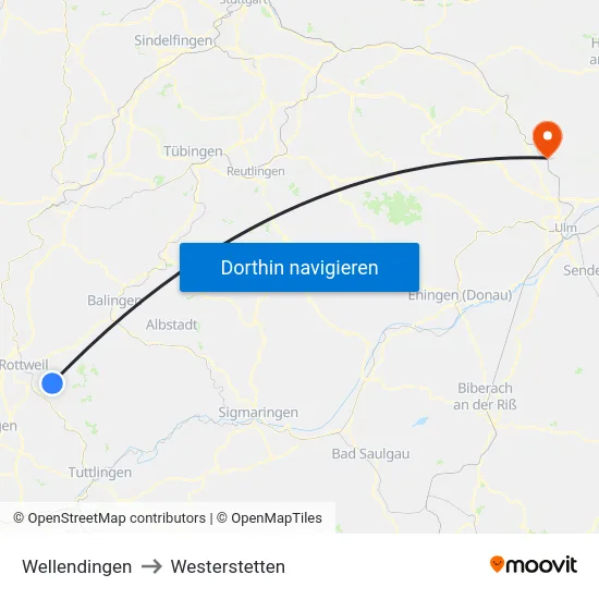 Wellendingen to Westerstetten map