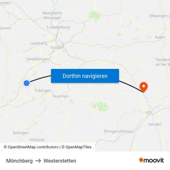 Mönchberg to Westerstetten map