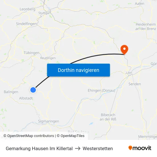 Gemarkung Hausen Im Killertal to Westerstetten map