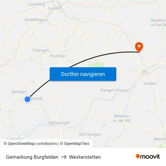 Gemarkung Burgfelden to Westerstetten map