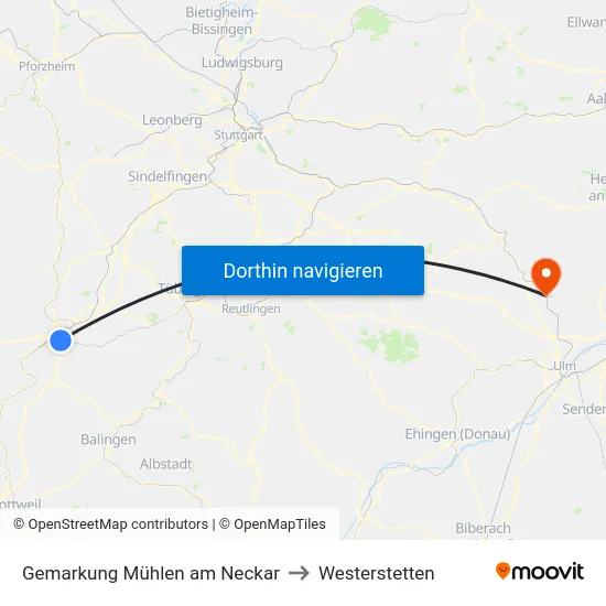 Gemarkung Mühlen am Neckar to Westerstetten map