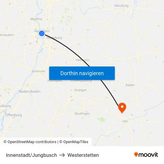 Innenstadt/Jungbusch to Westerstetten map
