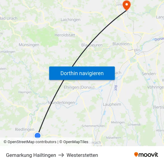 Gemarkung Hailtingen to Westerstetten map