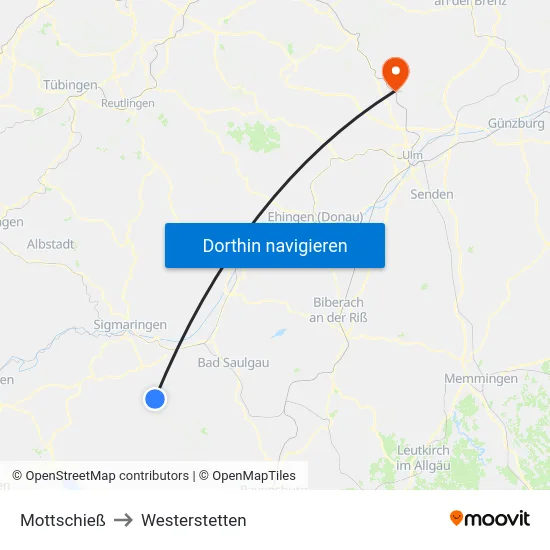Mottschieß to Westerstetten map