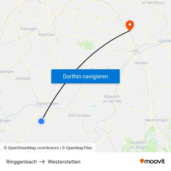 Ringgenbach to Westerstetten map