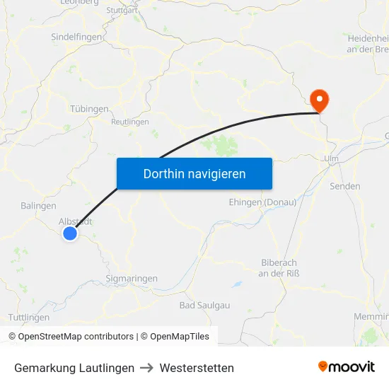 Gemarkung Lautlingen to Westerstetten map