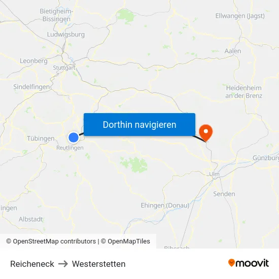 Reicheneck to Westerstetten map