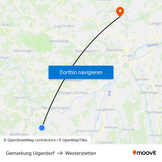 Gemarkung Uigendorf to Westerstetten map