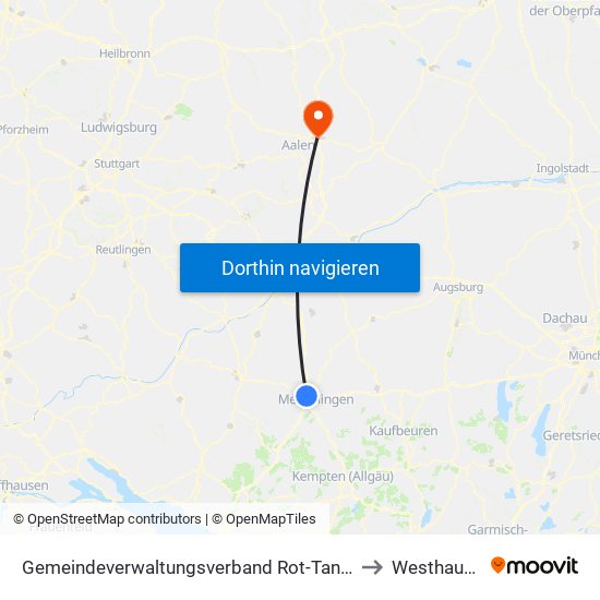 Gemeindeverwaltungsverband Rot-Tannheim to Westhausen map