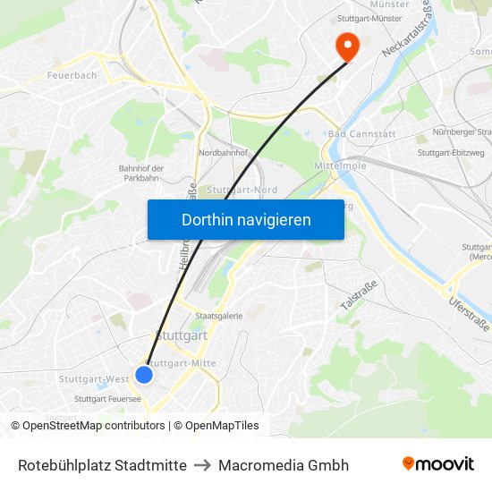 Rotebühlplatz Stadtmitte to Macromedia Gmbh map