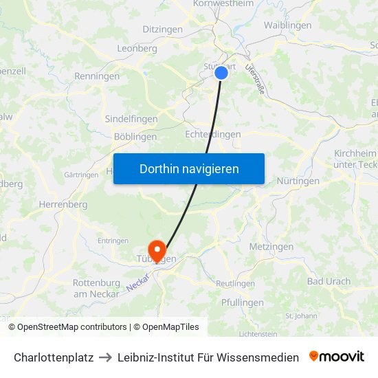 Charlottenplatz to Leibniz-Institut Für Wissensmedien map