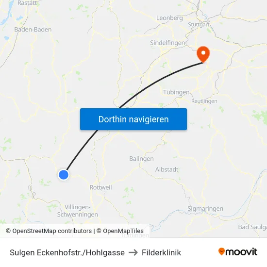 Sulgen Eckenhofstr./Hohlgasse to Filderklinik map