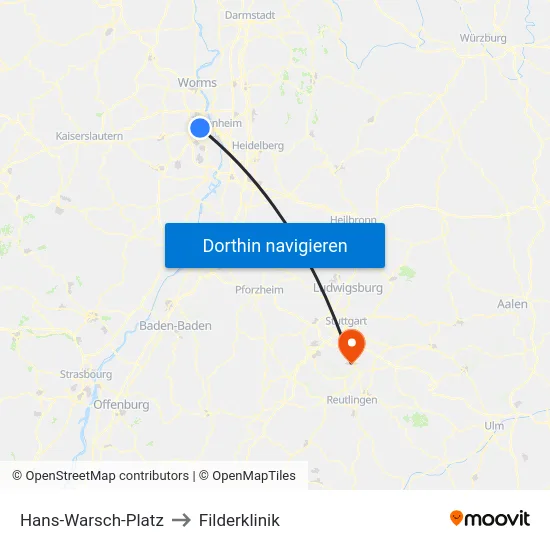 Hans-Warsch-Platz to Filderklinik map