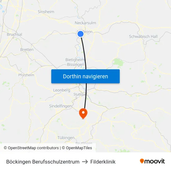 Böckingen Berufsschulzentrum to Filderklinik map