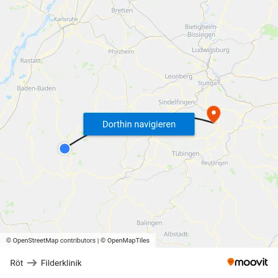 Röt to Filderklinik map