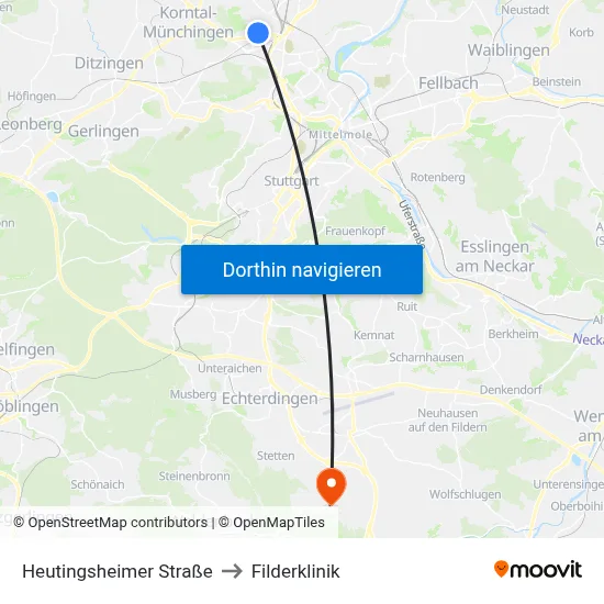 Heutingsheimer Straße to Filderklinik map