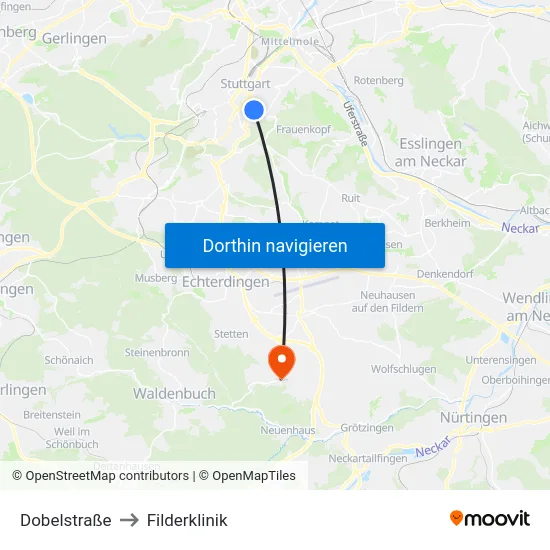 Dobelstraße to Filderklinik map