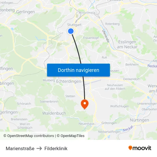 Marienstraße to Filderklinik map