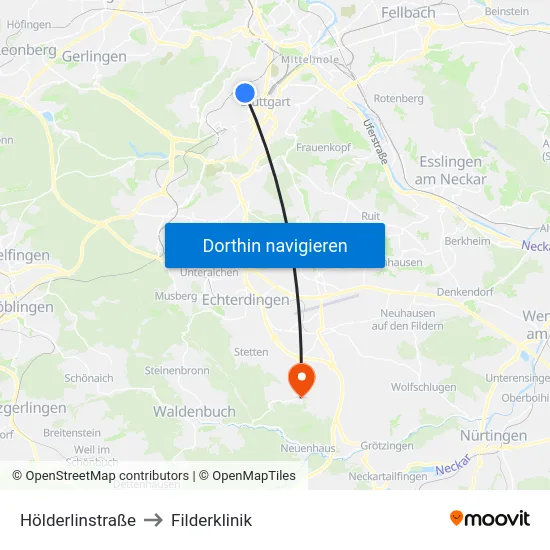 Hölderlinstraße to Filderklinik map