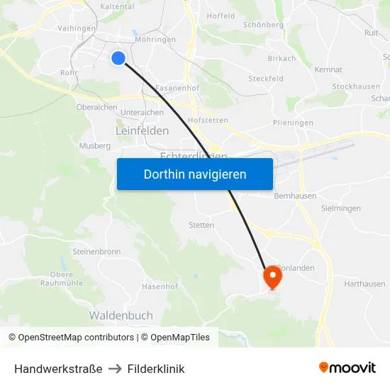 Handwerkstraße to Filderklinik map