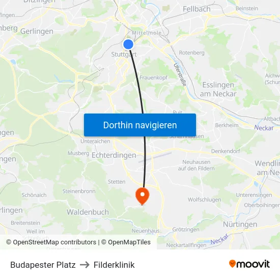 Budapester Platz to Filderklinik map
