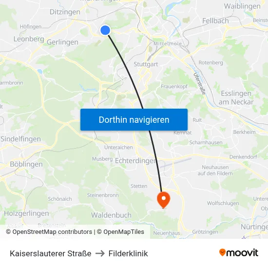 Kaiserslauterer Straße to Filderklinik map