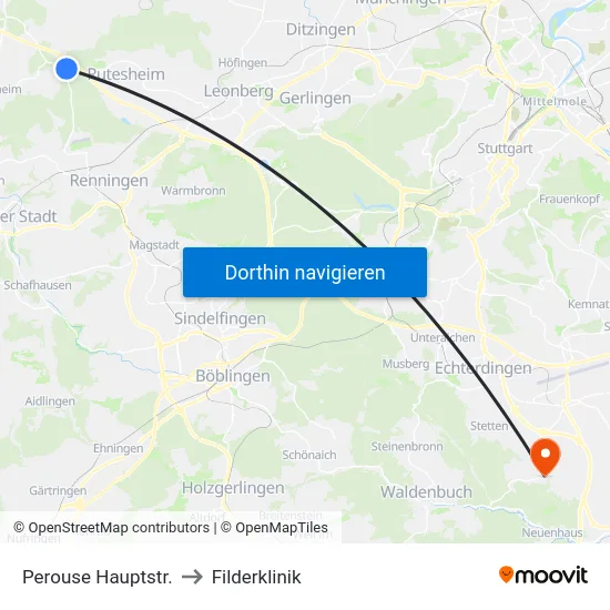 Perouse Hauptstr. to Filderklinik map