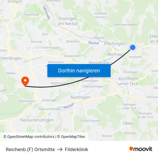 Reichenb.(F) Ortsmitte to Filderklinik map